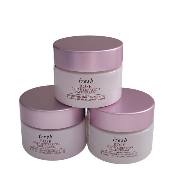 Fresh Rose Deep Hydration Face Cream .5 oz / 15 ml Lot of 3 Travel Size NEW - Picture 1 of 5